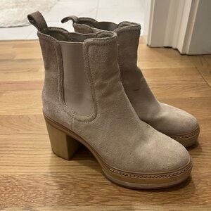 Steve Madden Taupe Suede Platform Chelsea Booties